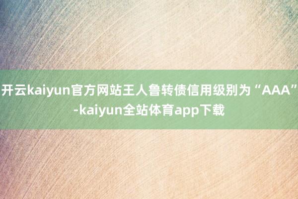 开云kaiyun官方网站王人鲁转债信用级别为“AAA”-kaiyun全站体育app下载
