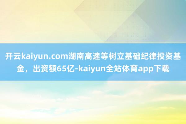 开云kaiyun.com湖南高速等树立基础纪律投资基金，出资额65亿-kaiyun全站体育app下载