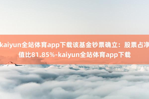kaiyun全站体育app下载该基金钞票确立：股票占净值比81.85%-kaiyun全站体育app下载