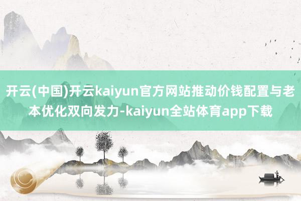 开云(中国)开云kaiyun官方网站推动价钱配置与老本优化双向发力-kaiyun全站体育app下载