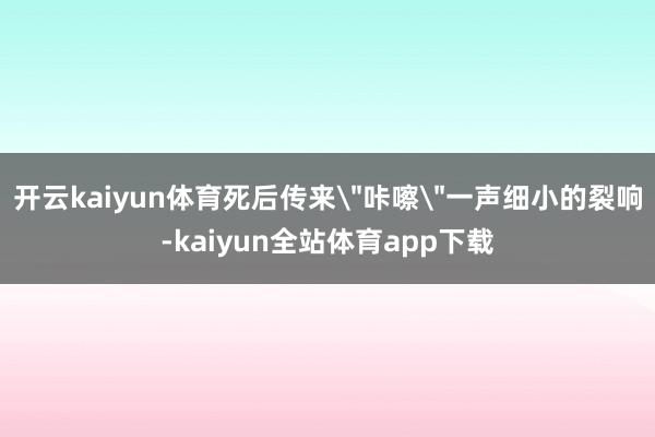 开云kaiyun体育死后传来